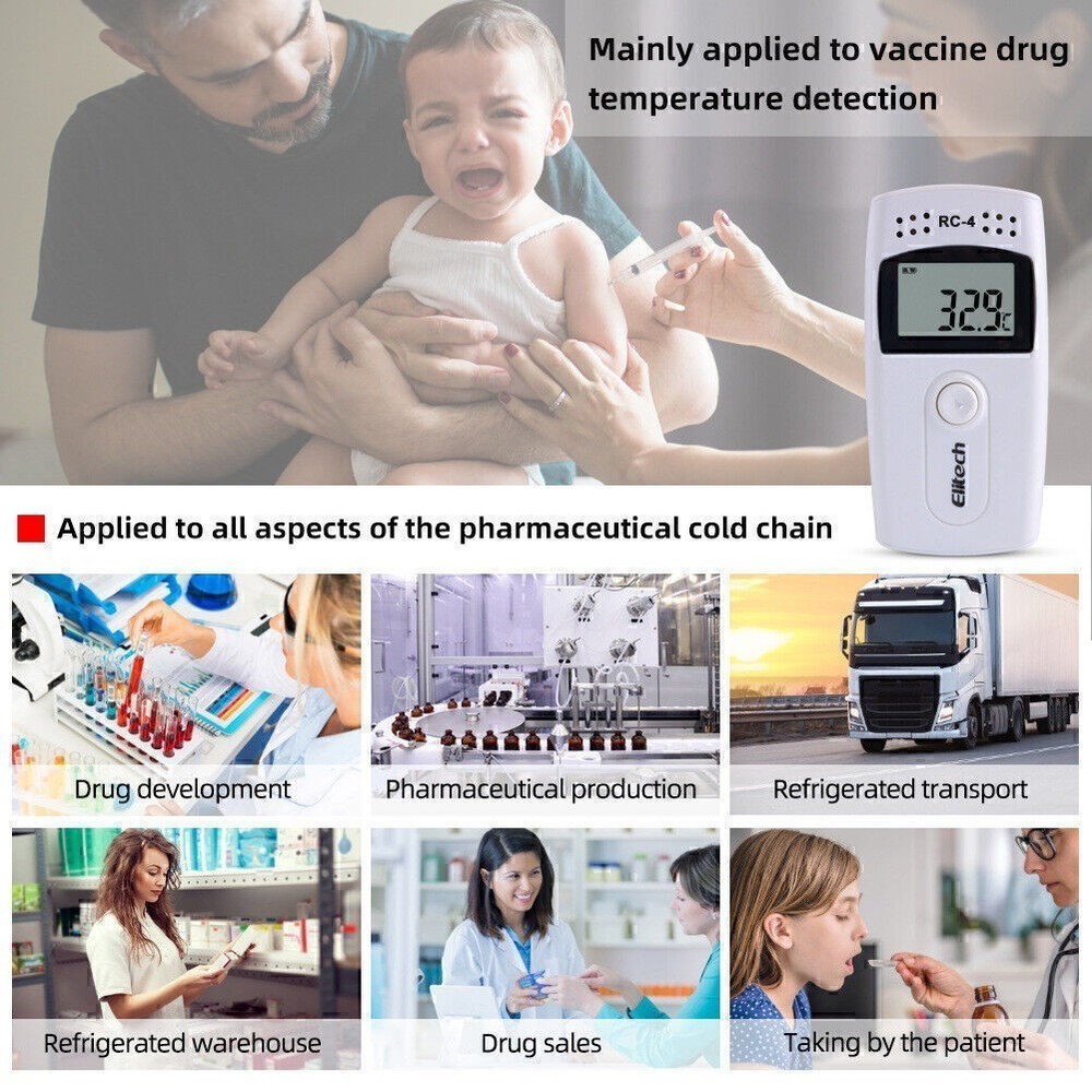 Elitech RC-4 LCD Screen USB Temperature Data Logger Recorder Monitor