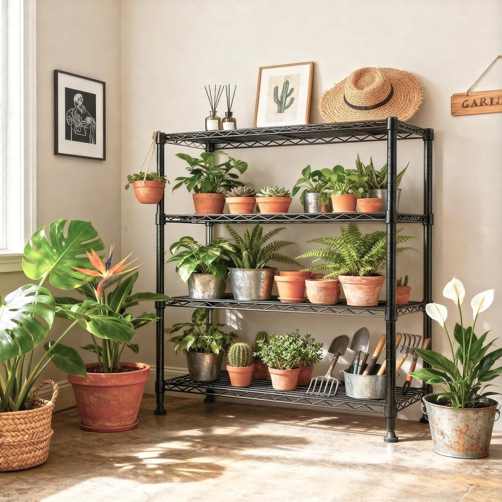 1400 lbs 4 Tier Storage Rack Metal Wire Shelving Unit, Storage Standing House...