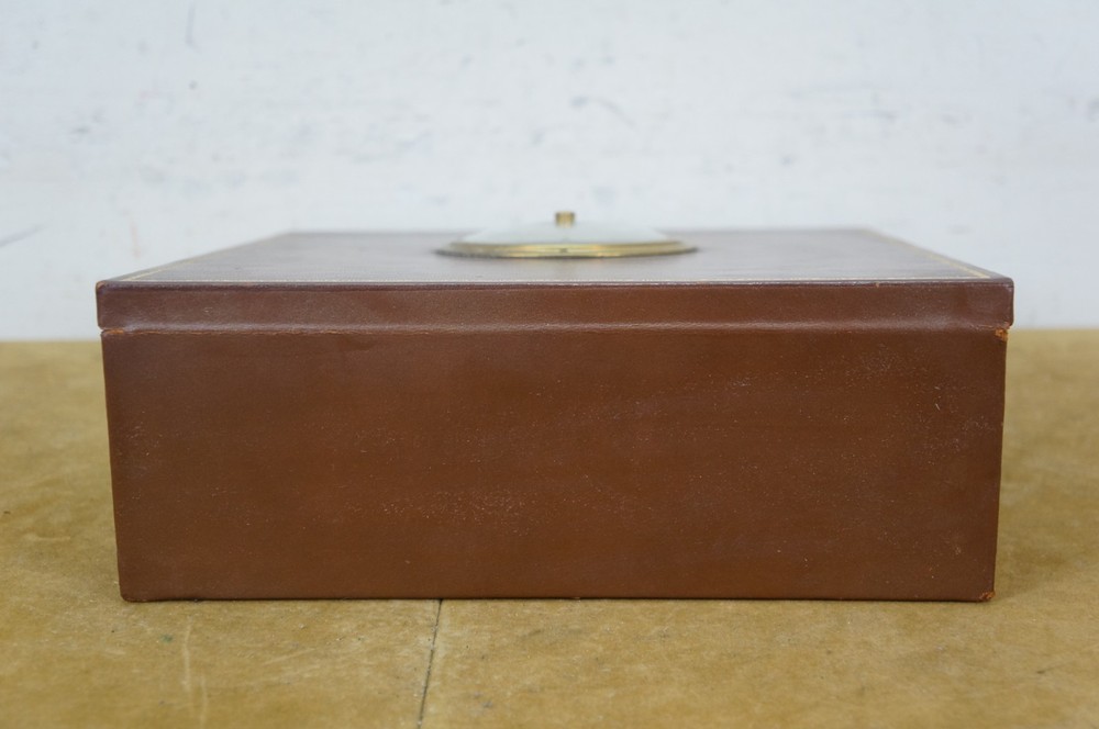 1952 Moco West German Leather Desktop Barometer Document Box 13"