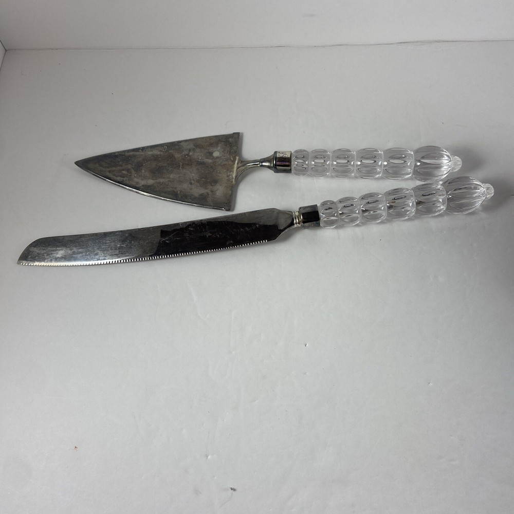 Vnt Mikasa Rousseau Silver & Crystal Pie Server Cake Server/Cake Knife