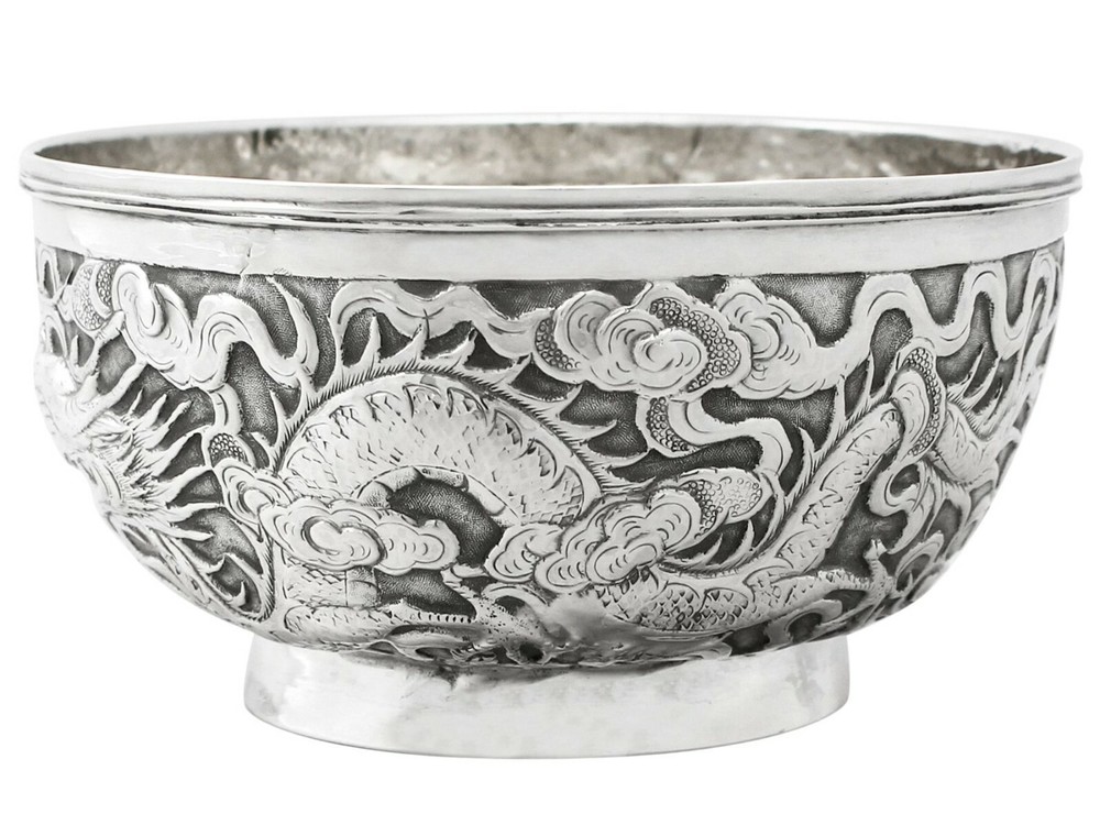 Chinese Export Silver Bowl Antique Circa 1890