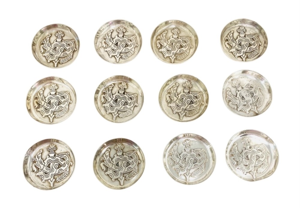 1920s Sterling Silver Decorative Mini Dishes Set of 12