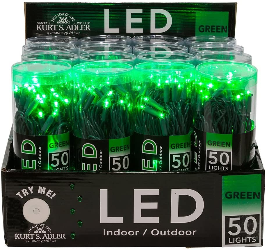 50 LED Green Lights Green Wire