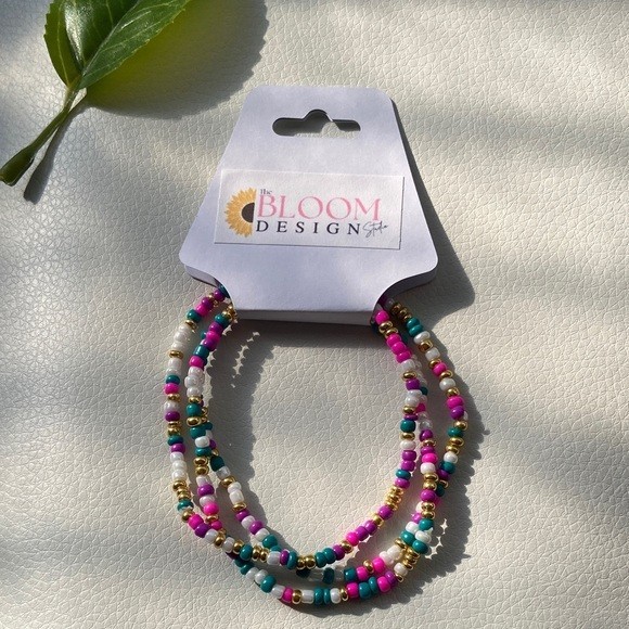 Stackable Multicolor Stretch Seed Bead Bracelets 3 pack Set Birthday Sprinkles