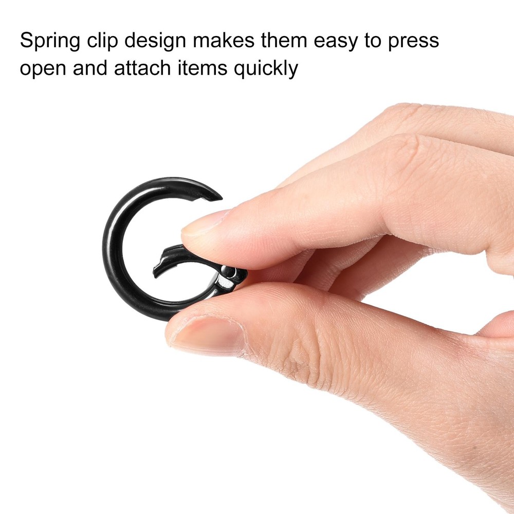 Round Spring O Rings, 25mm/ 0.98" Trigger Buckle Snap Black, 4Pcs