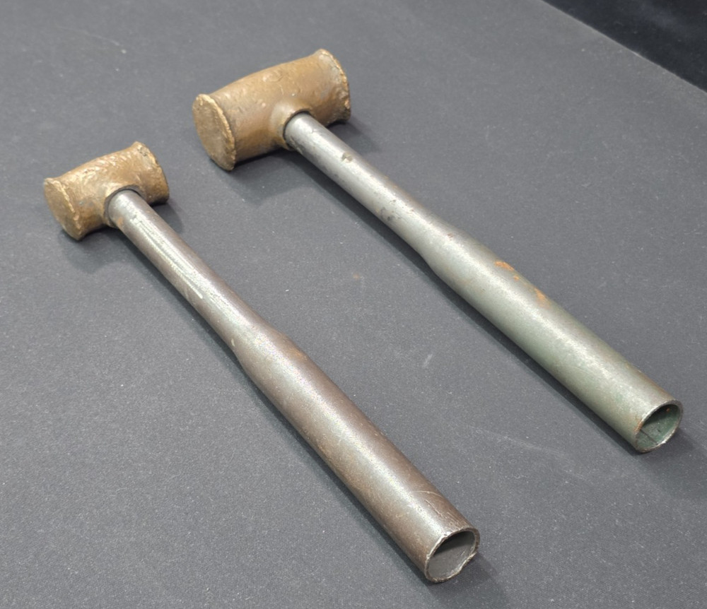 2x Hackett Brass Head Hammer No. 1.5 & 3 Metal handle