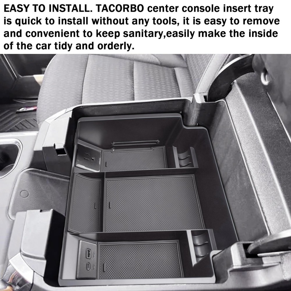 TACORBO Center Console Full Organizer Tray Compatible with Refreshed black