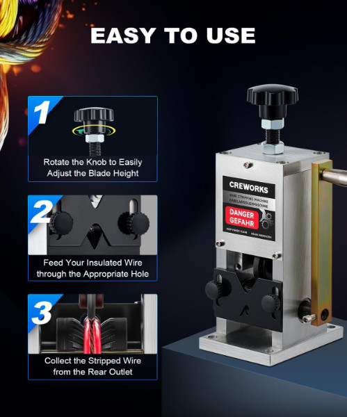 CREWORKS Manual Wire Stripper Machine 0.06–1" Drill Powered Tool