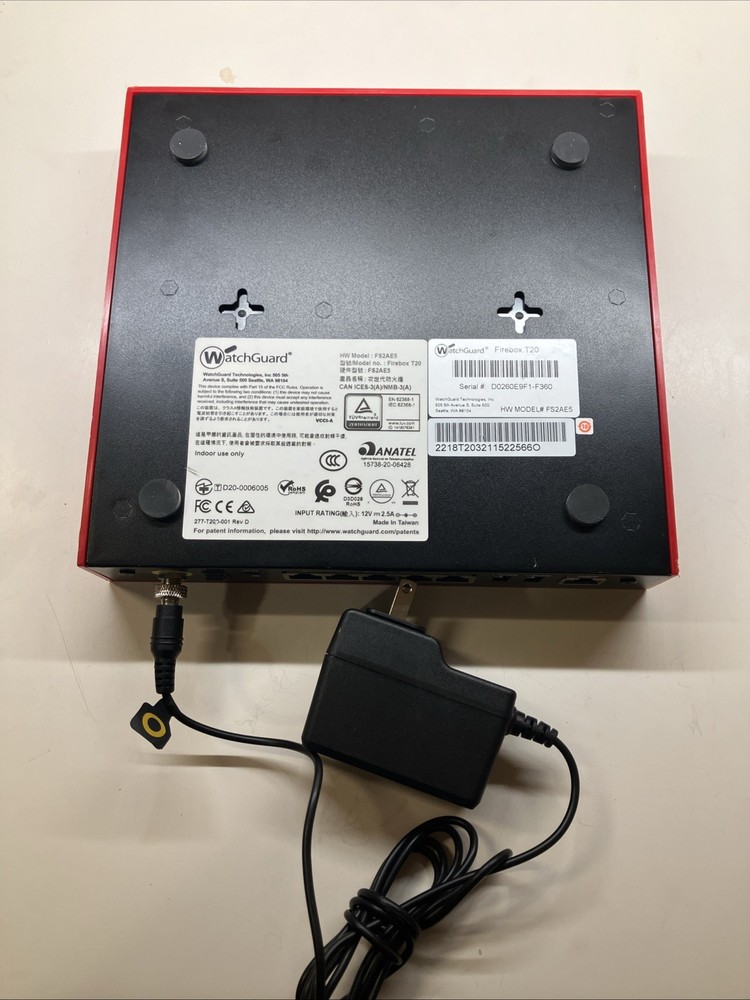 WatchGuard Firebox T20 FS2AE5 Firewall Security With Pwr Adapt-untested Pwrs On