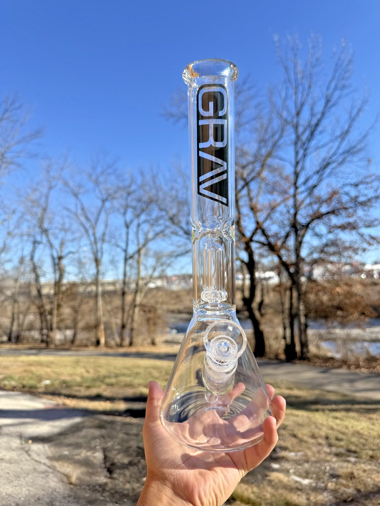 14-inch Grav Water Pipe Single Perc Beaker Style Bong