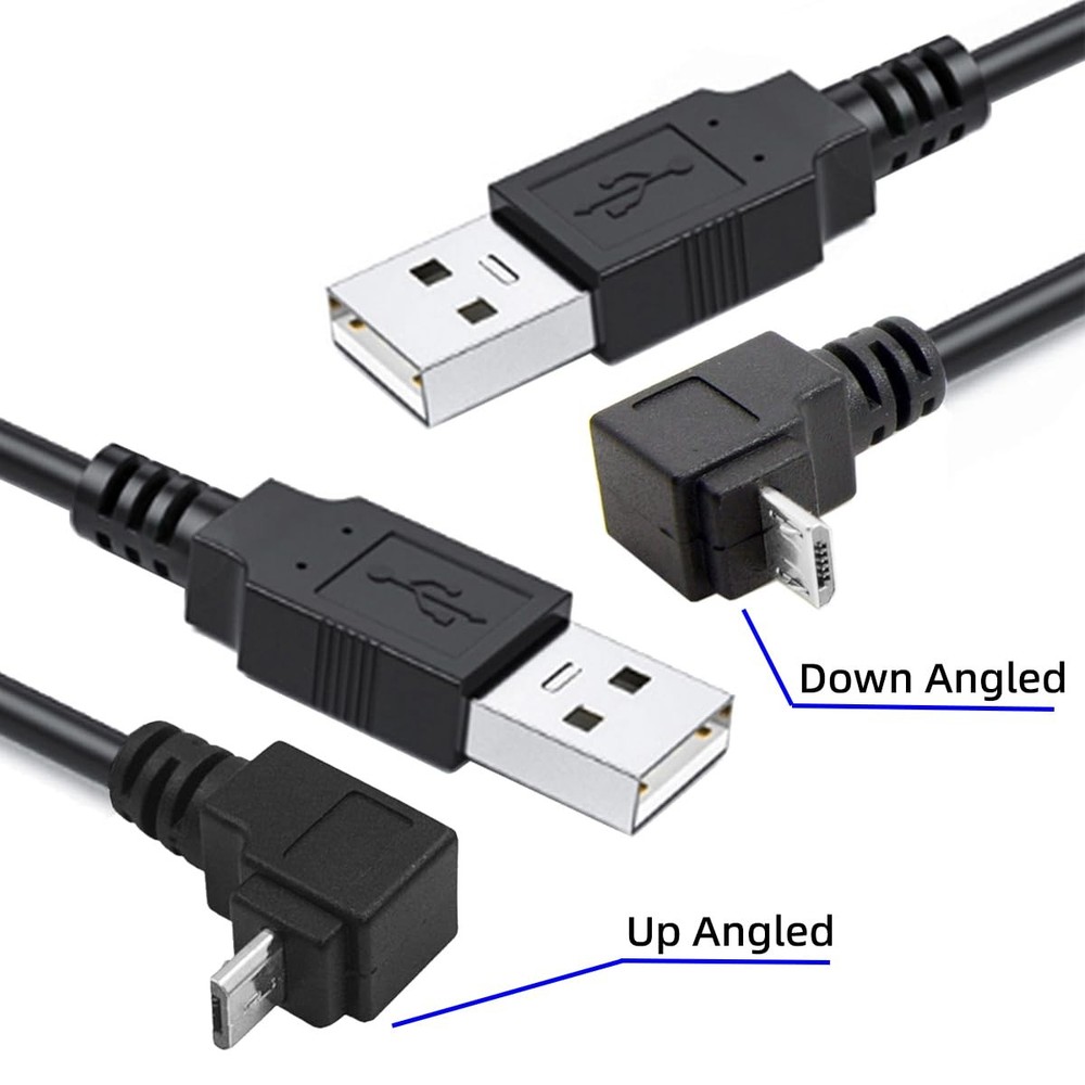 UP Down Angled 90 Degree Micro USB 2.0 Type 5Pin to USB 2.0 Type-A Data Char...