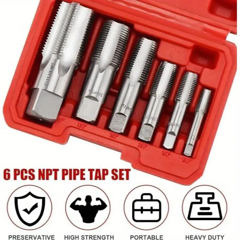 6-Piece Pipe Thread Tap Threaded Stud Extractor Broken Screw Remover Tool
