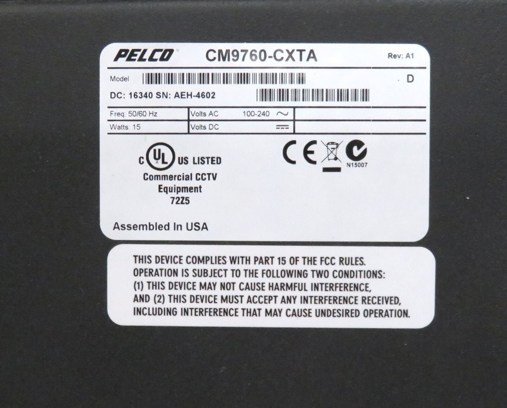 Turns On * Pelco CM9760-CXTA Coaxitron Translator