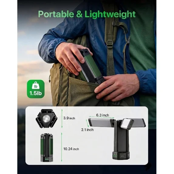 Rechargeable LED Work Light 10400mah, 3-Panel Foldable Magnetic Light with Flash