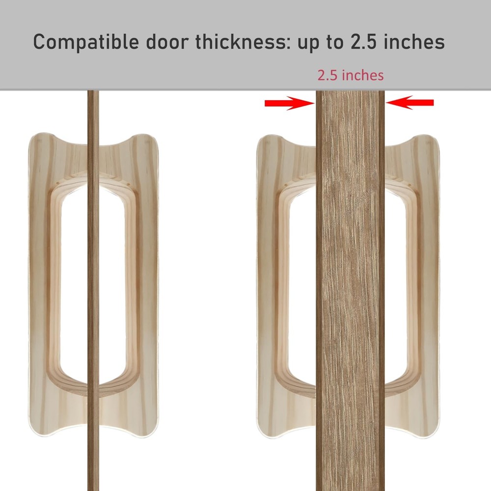 1 Set Large Wooden Door Pull Handle Solid Wood For Inside And Outside Sauna