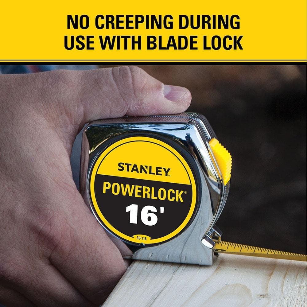 Stanley PowerLock Tape Measure 16 ft. Secure Blade Lock Metal Measuring Tools