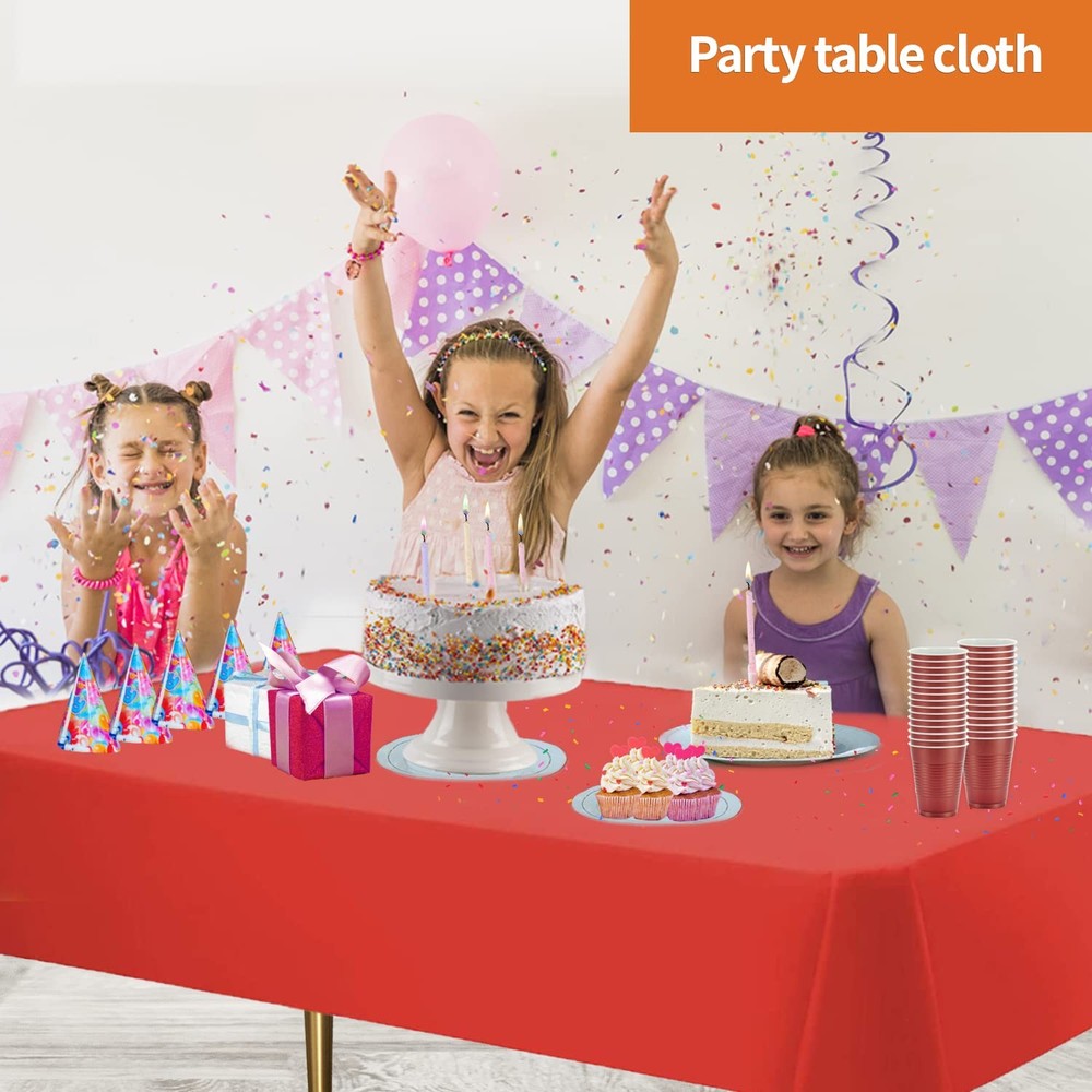 Party Dimensions Red Tablecloth Disposable Plastic 12 count - Rectangle,