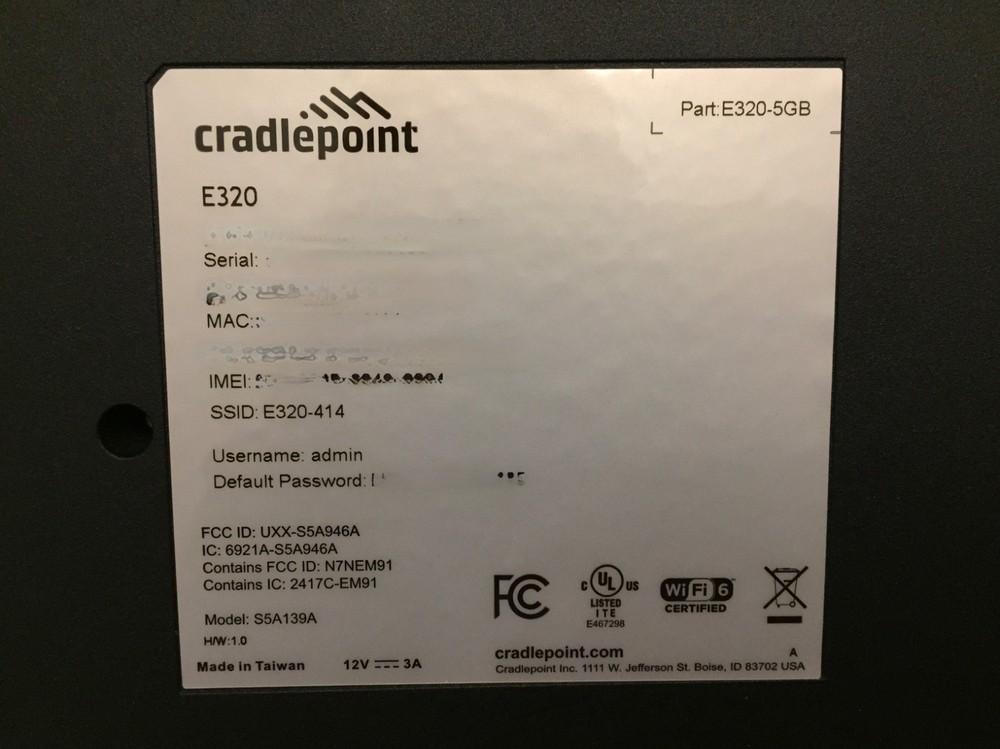 Cradlepoint E320-5G Enterprise Router T-Mobile Only, Model S6A139A