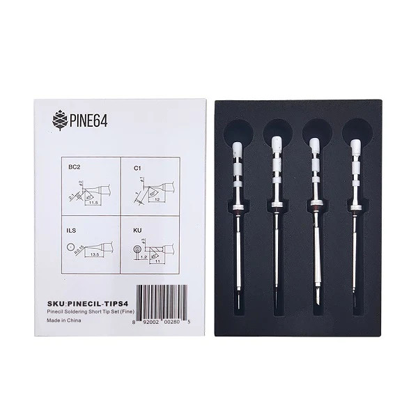 Pinecil Soldering Short Tip Set - Fine - PINE64