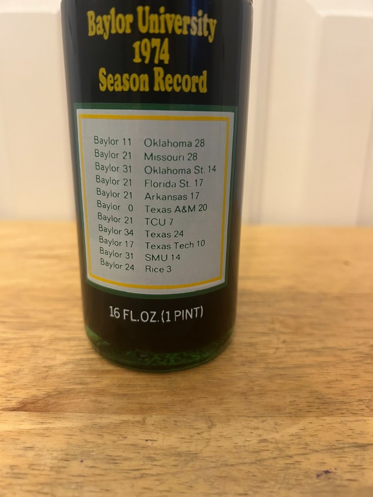1974 Baylor Bears Commemorative Dr Pepper Bottle - Sealed / Unopened