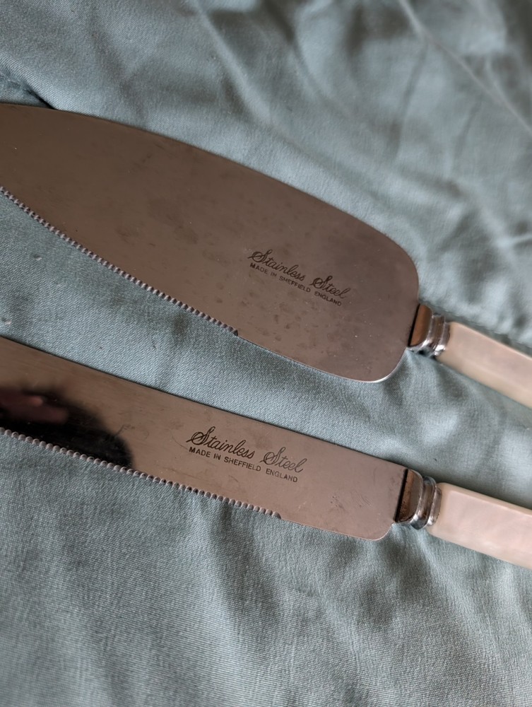 Wedding Cake Knife Set Cutter Server Pearlized Handle Vintage Sheffield England