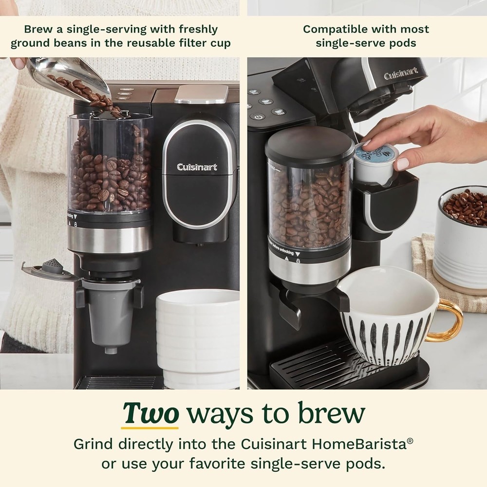 Cuisinart DGB-2 Single Serve Coffee Maker Grinder 48oz Pod Compatible.