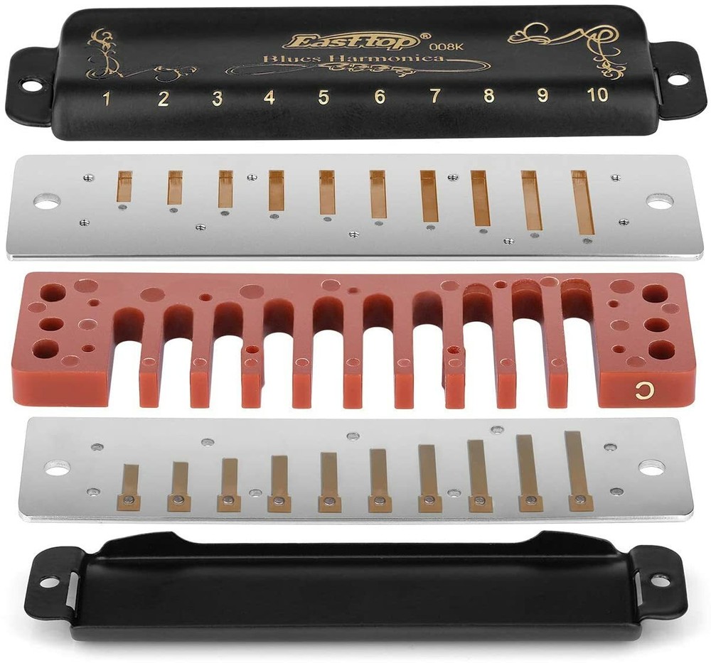 EASTTOP Harmonica Set Harmonica 7 Keys 10Hole Professional Blues Harp Harmonica