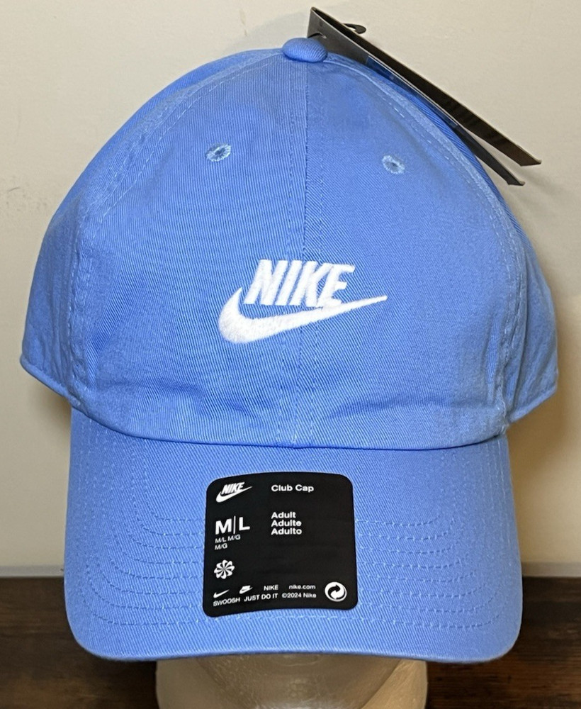 Nike Club Cap Carolina Blue Unstructured M/L Adjustable Strap Hat Dad Hat