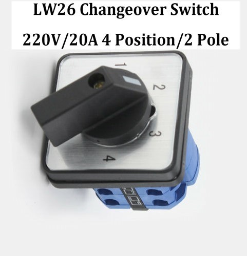 Switch SELECTOR PANEL ROTARY 220V 4-Position 2 Pole 8 Screw Terminals