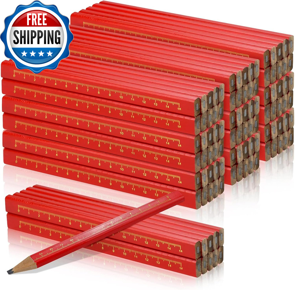 100 Pcs Carpenter Pencils Octagonal Hard Black Carpenter Pencils