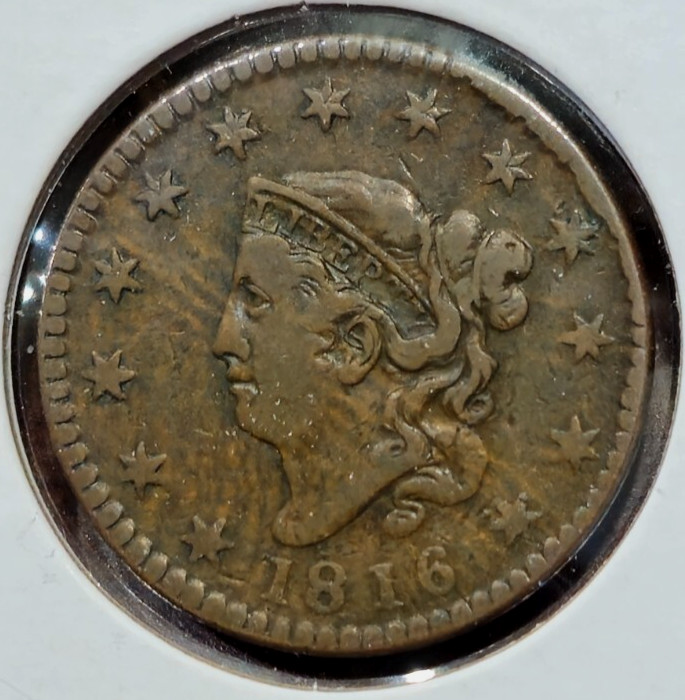 1816 Coronet Head Large Cent - N-3 Var. - Higher Grade - Slight Rotation