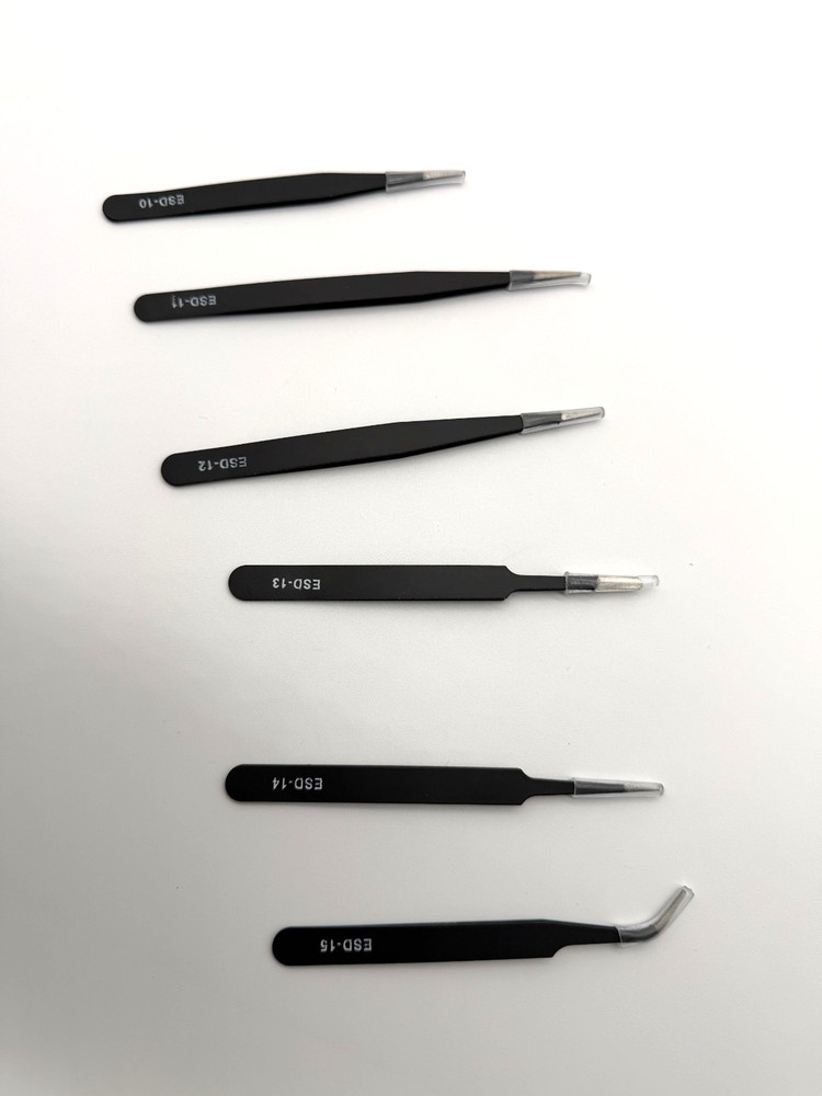 6Pcs Precision Micro Tweezers Set, Anti-Static Stainless Steel, 3 Sharp Pointed