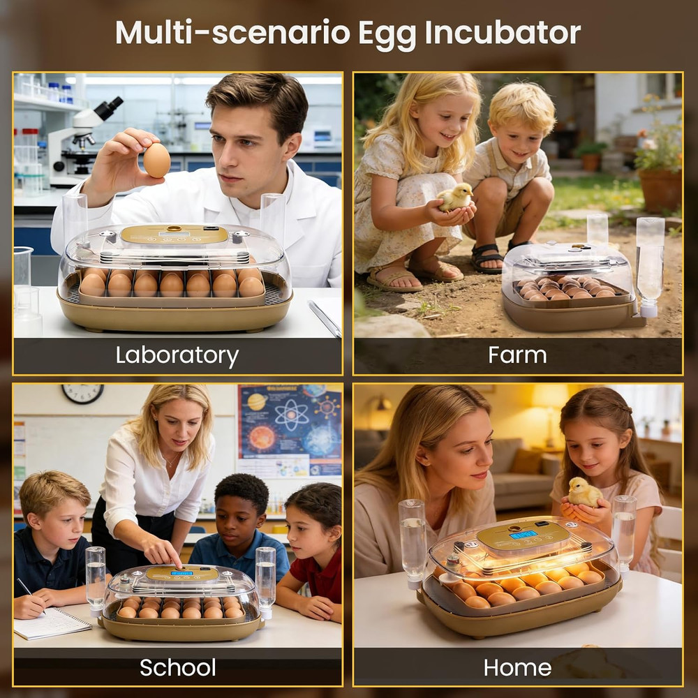24-Egg Incubator: Auto Egg Turner, Precise Temp Control, Auto Water Refill, Cand