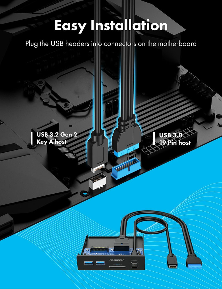 3.5 Inch Front Panel USB C Hub Sd/Microsd Internal Card Reader 20Gbps USB 3.2 ..