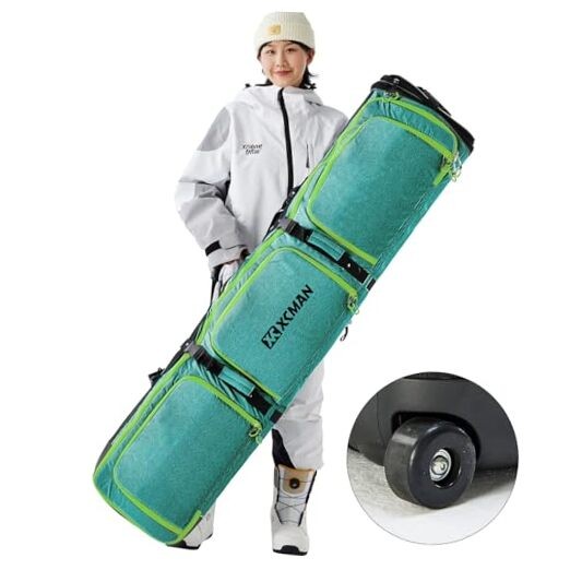 Roller Snowboard Bag with Wheels Adjustable Length… Green