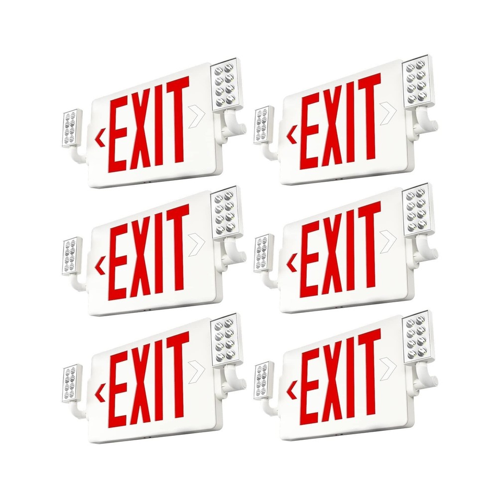 FREELICHT 6 Pack LED Double-Sided Exit Sign with Emergency Lights, Adjustable...