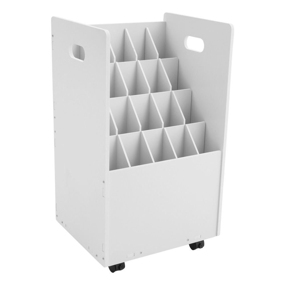 Blueprint Holder 20 Slots Document Storage Cart Rolling File Organizer White