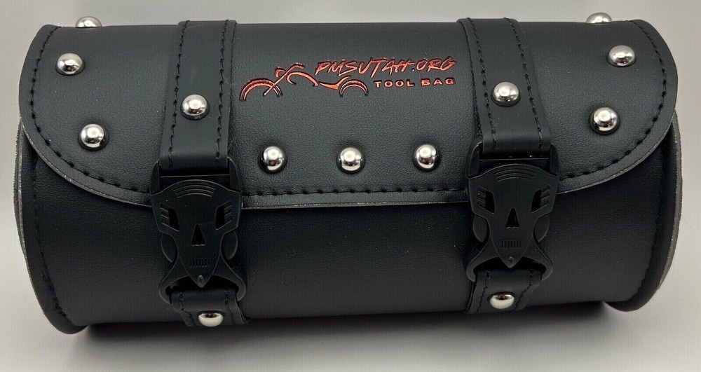 Leather Motorcycle Front Fork Rear Sissy Bar Tool Kit Holder Bag Pouch Storage
