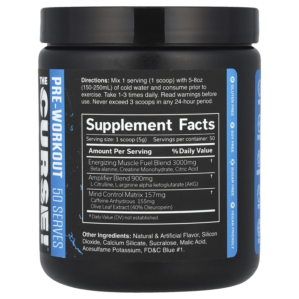 The Curse!® Pre-Workout, Blue Raspberry, 8.8 oz (250 g)