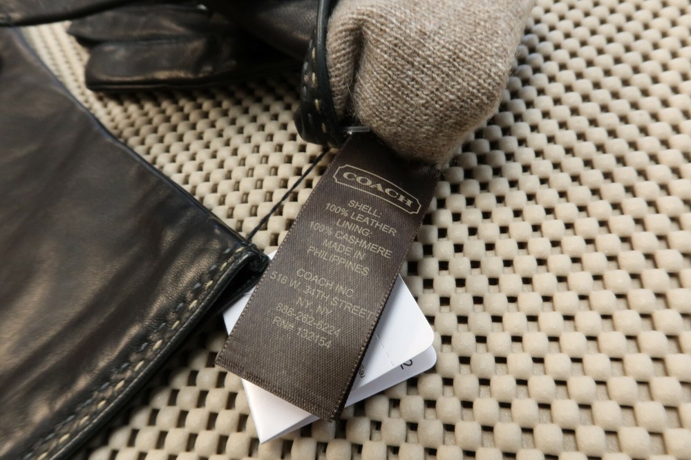 $98 Coach Women's Black Leather Basic Gloves - Size 7.5 - # 83875 - NEW!