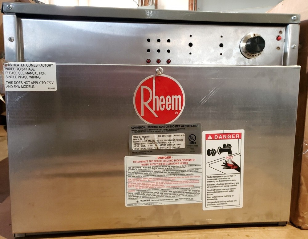 READ Rheem 10 Gal 15KW Commercial Electric Water Heater 208V-480V RUUD E10-15-G.