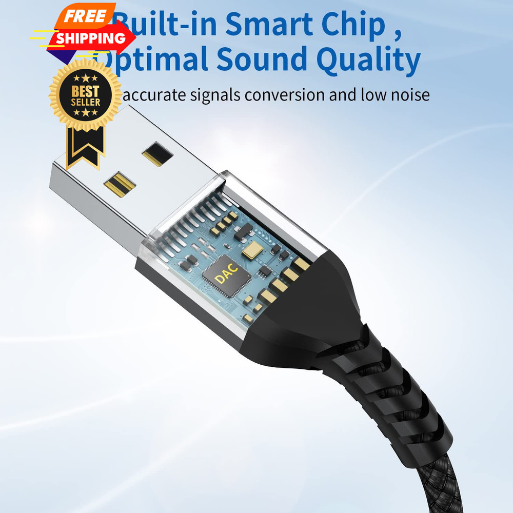 USB to 3.5mm Jack Audio Adapter (2-Pack), Headset,...