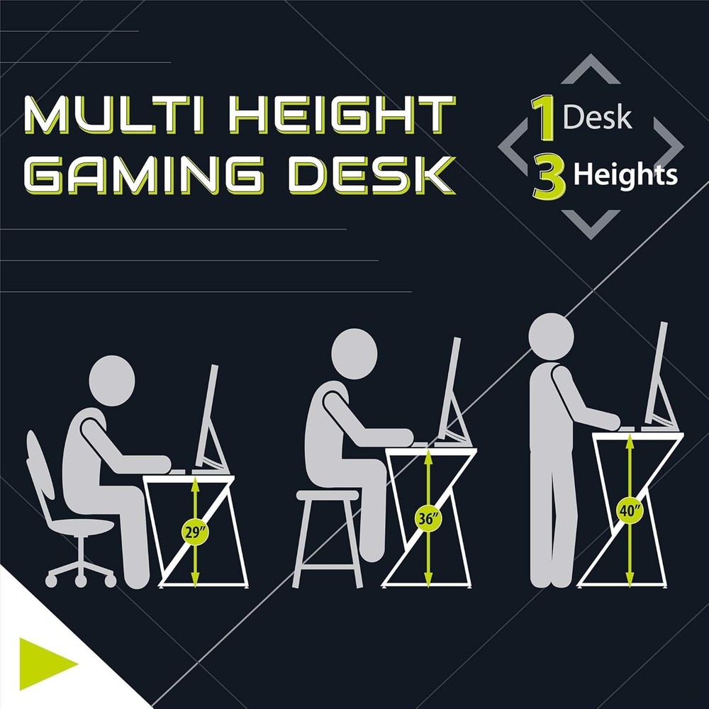 NTENSE Genesis Adjustable Gaming Desk, Black