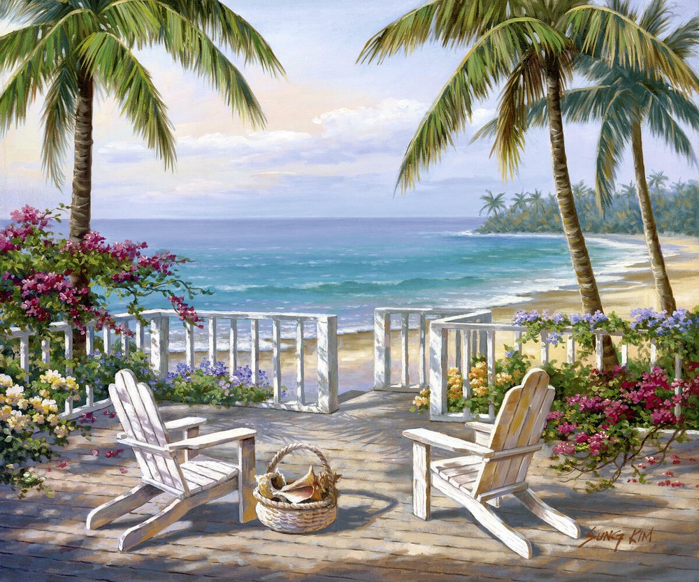 Ceramic Tile Mural Kitchen Backsplash - Coastal View-SK - by Sung Kim