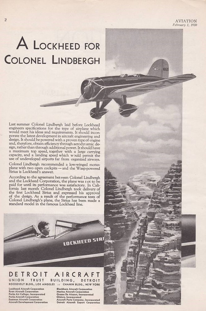 1930 Lockheed Sirius Aircraft ad 2/14/2023a