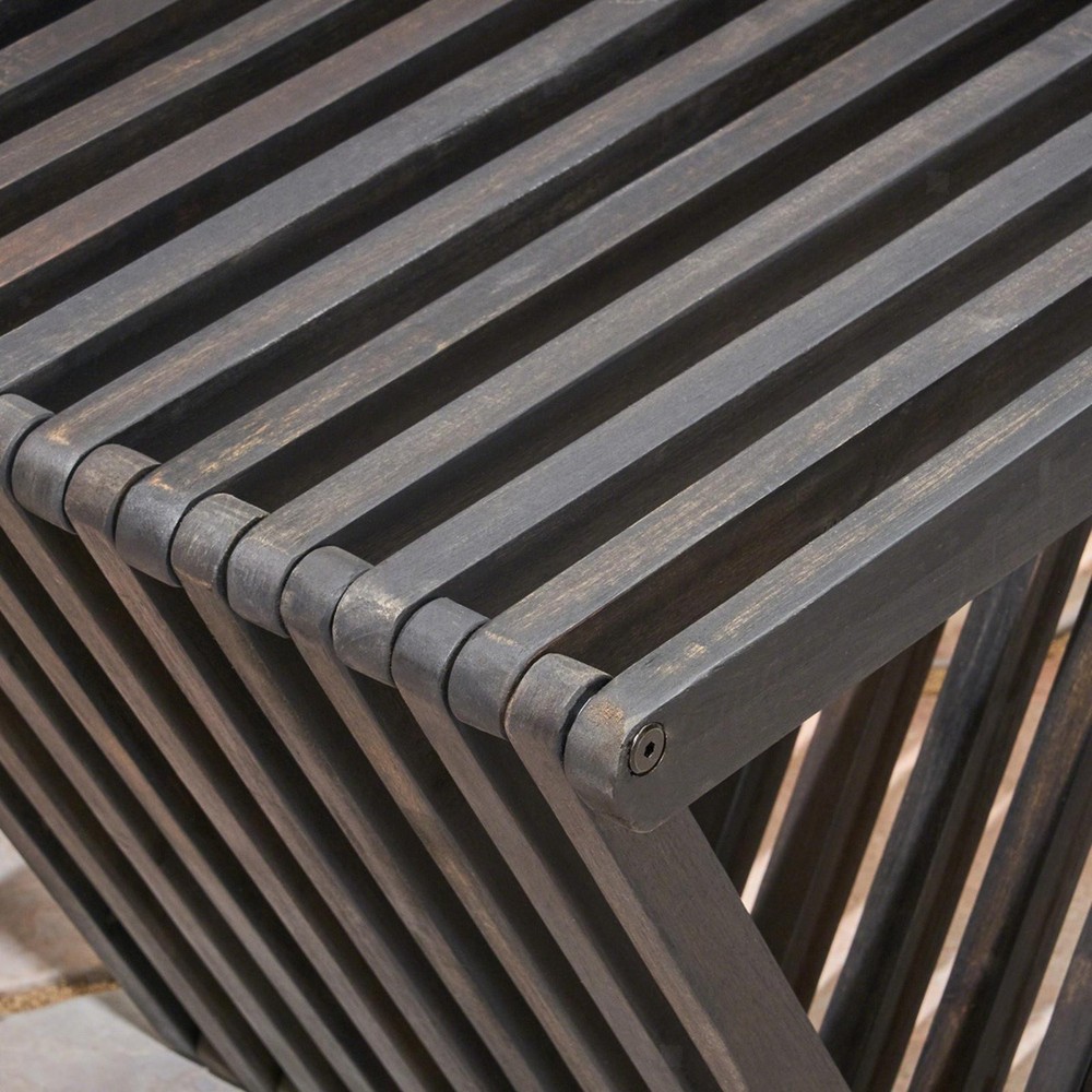 Transitional Outdoor Bench with Modern Triangular Design & Acacia Wood Frame -