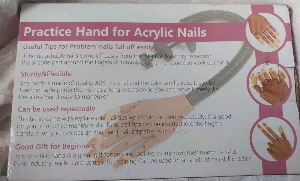 Nail Practice Training Hand Manicure Skills Learning Box Dented With Rip NEW