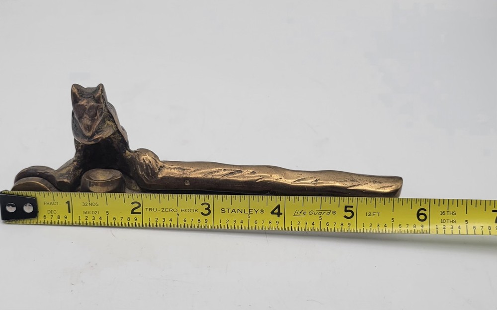 Vintage 5" SQUIRREL Golden SOLID BRASS Nut Cracker OLD
