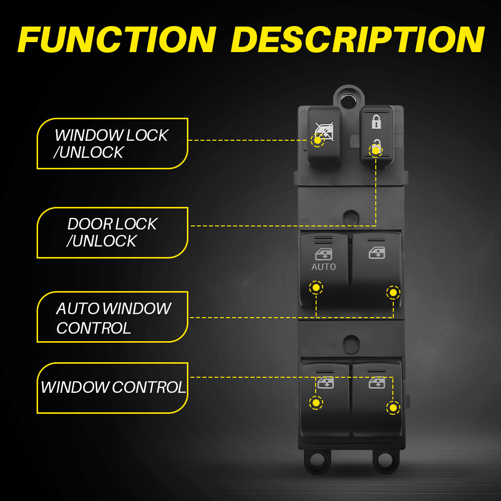 Black Master Power Window Control Switch Left Front for Subaru Outback 2013-2017