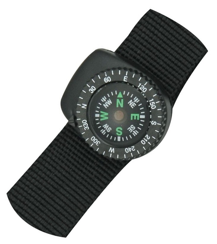 Explorer Watchband Compass Black Nylon With Hook-and-Loop Closure Synth. Casing